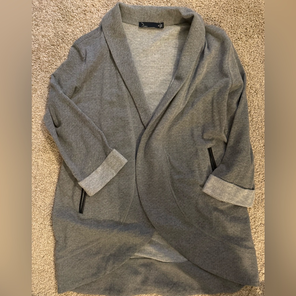Gray Open Front Cardigan